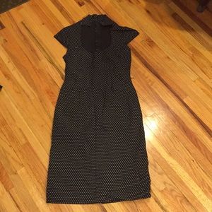 Black Polka Dot Cap Sleeve Spandex Dress 5